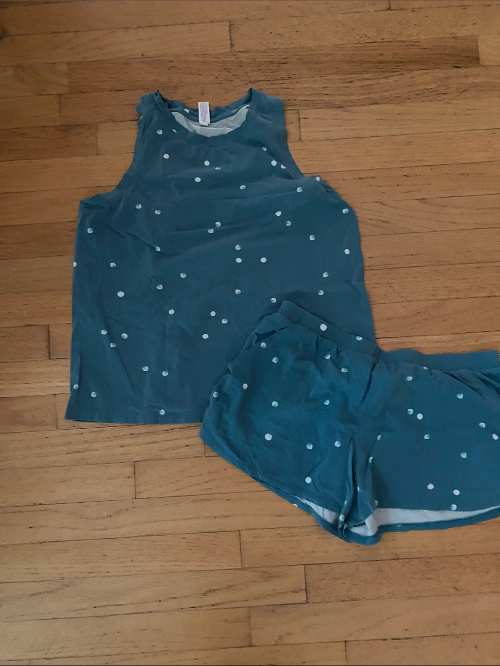 stars above Teal Polka Dot Tank & Shorts Pajama Set